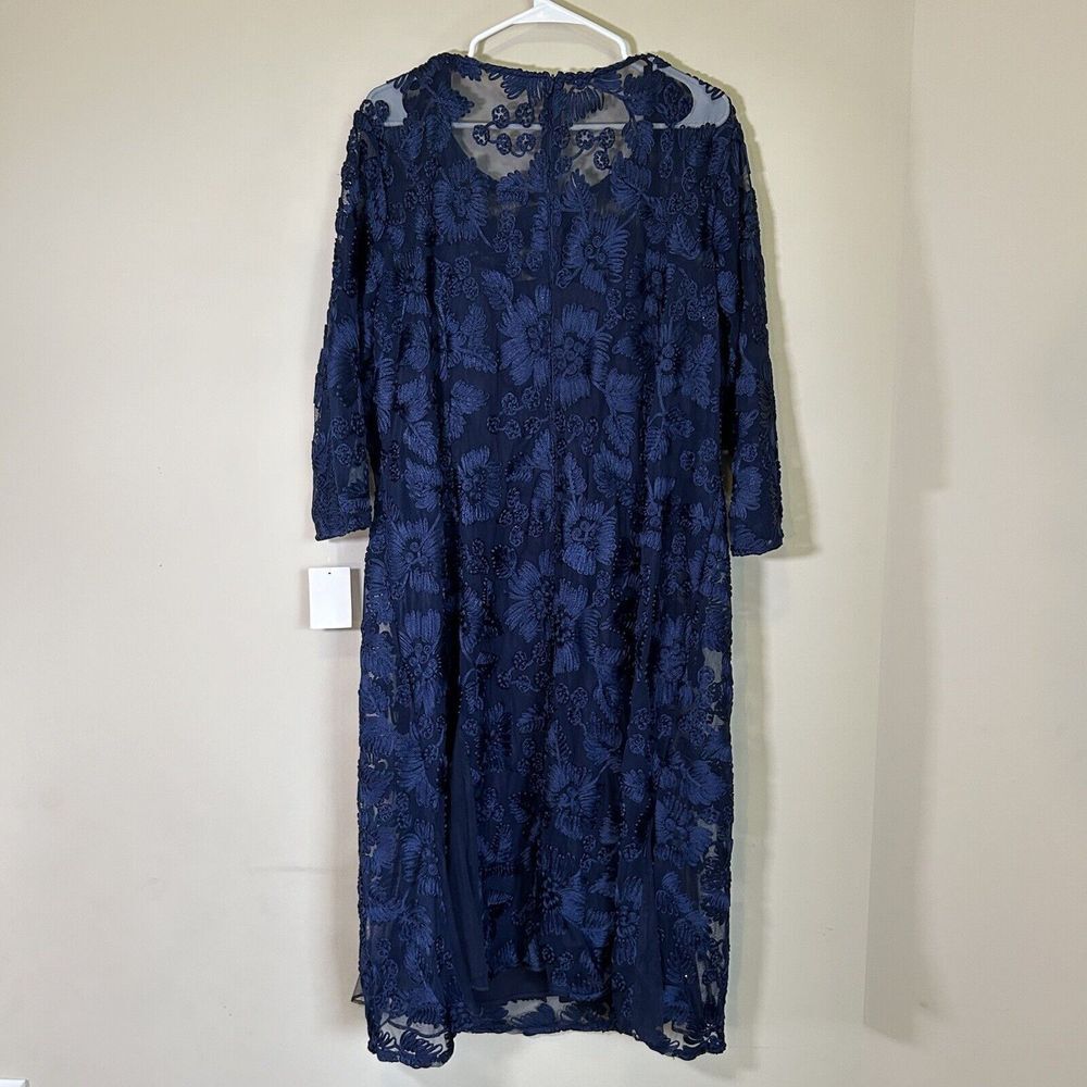 Alex Evenings Women's Tea Length Embroidered Dress with Illusion Sleeves 22W - Picture 14 of 16